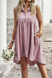 Sleeveless Solid Peplum Shirt Dress