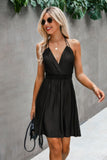 Sleeveless Open Back Knot V Neck Elastic Dress