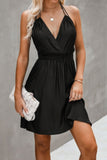 Sleeveless Open Back Knot V Neck Elastic Dress