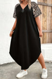Plus Size Zipper Leopard Print Loose Fit Dress