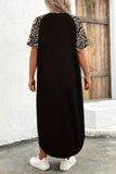 Plus Size Zipper Leopard Print Loose Fit Dress