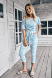 Tie Dye One Shoulder Drawstring Fit Jumpsuit