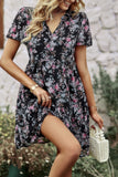 V Neck Bohemian Floral Print A Line Fit Dress