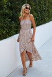Sleeveless Halter Polka Dot Ruffle Hem Dress