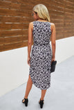 Leopard Printed Deep V Neck Sleeveless Loose Dress