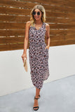 Leopard Printed Deep V Neck Sleeveless Loose Dress