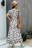 Allover Print High V Neck Low Wrap Dress