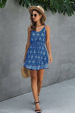 Floral Spaghetti Strap Button Down Ruffle Mini Dress