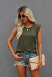 Round Neck Hollow Shoulder Solid Fit Top