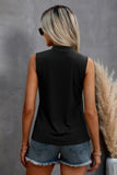 Solid Cold Cut Out Shoulder Sleeveless Top