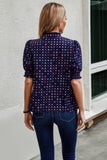 Polka Dot Print Puff Sleeve Loose Shirt