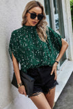 Leopard Print Open Back Knot Drop Shoulder Top