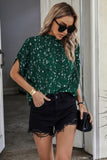Leopard Print Open Back Knot Drop Shoulder Top