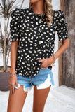 Puff Sleeves Allover Print Knot Loose Fit Top