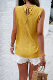 Crew Neck Swiss Dot Smocked Ruffled Loose Blouse