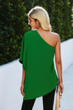 Solid Asymmetrical Collar Dolman Tunic Top