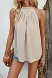 Sleeveless Halter Ruched Tunic Solid Loose Top