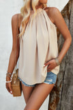 Sleeveless Halter Ruched Tunic Solid Loose Top