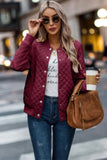 Solid Plaid Stitch Pockets Bomber Jacket