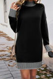 Chic Mock Neck Stretch Knit Sweater Dress