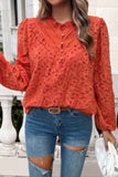 Embroidered Lace Button Down Hollow Out Shirt