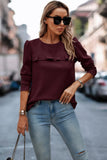 Back Ruffled Detail Crewneck Ruffle Pullover
