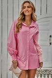 Color Block Button Down Cuffed Sleeves Blouse