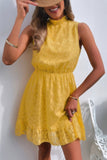 High Neck Sleeveless A-Line Dress with Ruffle Hem