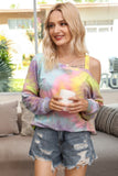Tie Dye Off Shoulder Loose Long Sleeves Sweatshirt