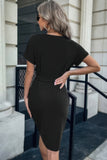 Chic Button Accent Cuffed Pocket Mini Dress