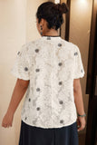 Elegant Black Lace Trim Chiffon Blouse with Loose Fit