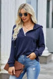 Solid Lace Trim Long Sleeve Loose Hoodie