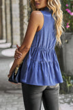 Sleeveless Ruffle Trim Ruffle Hem Loose Top