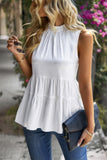 Sleeveless Ruffle Trim Ruffle Hem Loose Top