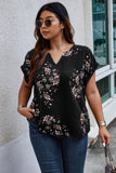 Elegant Plus Size V Neck Floral Blouse