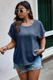 Plus Size Elegant Swiss Dot Relaxed Round Neck Blouse