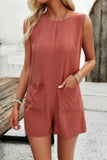 Effortless Crewneck Pocketed Sleeveless Loose Fit Romper