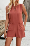 Effortless Crewneck Pocketed Sleeveless Loose Fit Romper