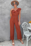 Chic Ruffle Edge V-Neckline Jumpsuit