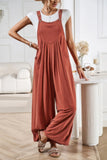 Button Embellished Wide-Leg Pocketed Jumpsuit