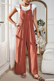 Button Embellished Wide-Leg Pocketed Jumpsuit