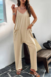 Chic Pocketed Spaghetti Strap Easy-Fit Sleeveless Jumpsuit