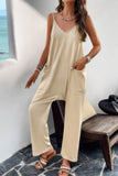 Chic Pocketed Spaghetti Strap Easy-Fit Sleeveless Jumpsuit