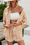 Chic Print Viscose Shorts Button Ensemble