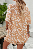Chic Print Viscose Shorts Button Ensemble