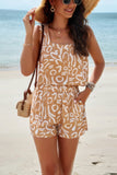 Chic Allover Print Elastic Set: Sleeveless Square Neck