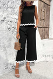 Unique Sleeveless Two-Piece Set with Prints and Pockets