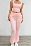Stylish Two-Piece Ruched Sleeveless Square Neck Ensemble