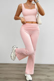 Stylish Two-Piece Ruched Sleeveless Square Neck Ensemble