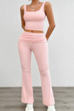 Stylish Two-Piece Ruched Sleeveless Square Neck Ensemble